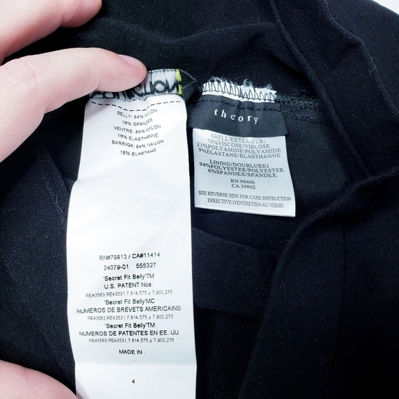 NWT Theory Povar Slim Fit Maternity Dress Pants Leggings Stretch - Picture 9 of 10